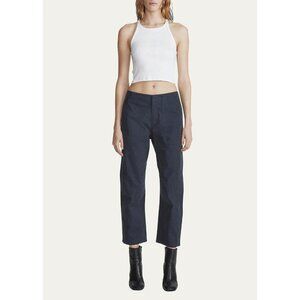 NWT Rag And Bone Leyton Crop Cotton Work Pants In Navy Blue Size 8